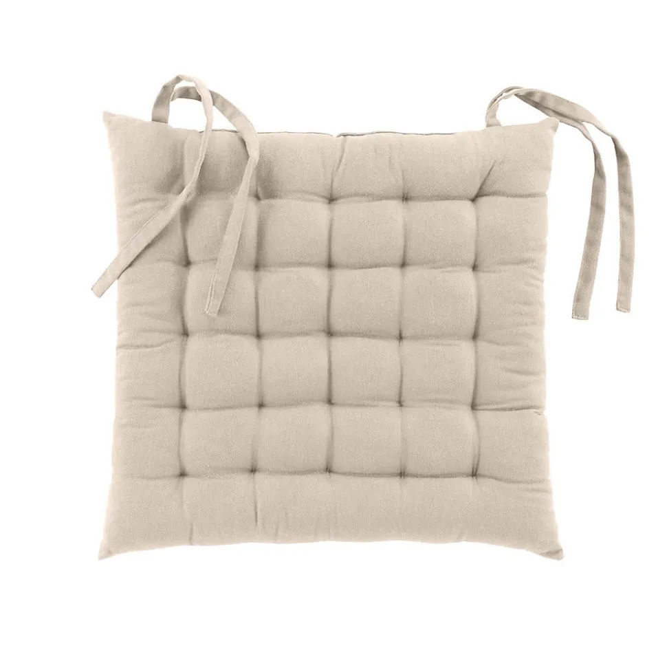 Assise matelassée en coton et polyester recyclé (38x38 cm - Lin)