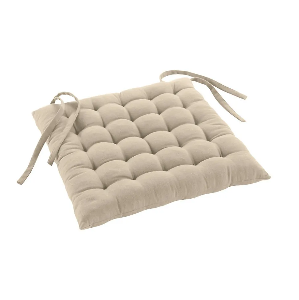 Assise matelassée en coton et polyester recyclé (38x38 cm - Lin)