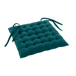 Assise matelassée en coton et polyester recyclé (38x38 cm - Bleu Canard)
