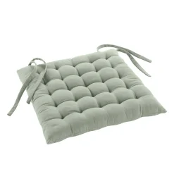 Assise matelassée en coton et polyester recyclé (38x38 cm - Sauge)