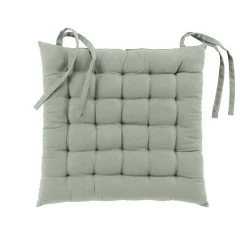 Assise matelassée en coton et polyester recyclé (38x38 cm - Sauge)