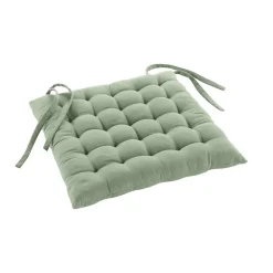 Assise matelassée en coton et polyester recyclé (38x38 cm - Sauge)