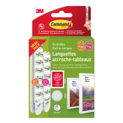Assortiment de languettes adhésives accroche tableau 3M Command blanc L - XL