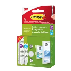 Assortiment languette adhésive accroche-tableaux petites/moyennes 3M Command max 2/5kg