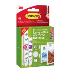 Assortiment languette adhésive accroche-tableaux moyennes/grandes 3M Command max 5/7kg