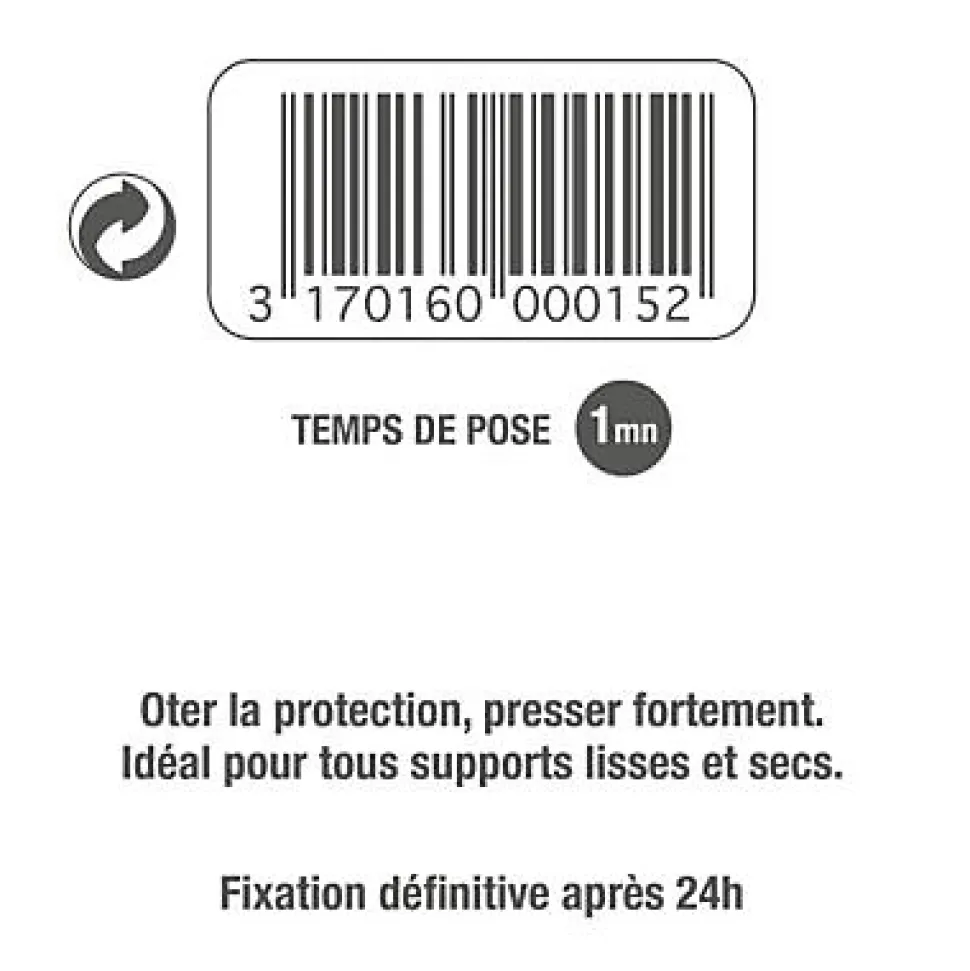 Attache adhésive. Le Crochet Francais vendue par 3 pièces