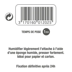 Attache papier gommée ø30 mm blanc, lot de 5