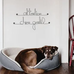 Attention chien gentil - Sculpture fil de fer 40-50 cm - Bijoux de mur