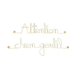 Attention chien gentil - Sculpture fil de fer 40-50 cm - Bijoux de mur