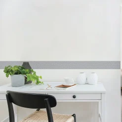 autocollante Frise adhésive gris à pois blanc, 10 cm X 300 cm - Autocollant décoratif mural intérieur, décoration murale autocolla