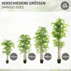Bambou artificiel 180 cm, Plante artificielle grande avec tige en bois véritable