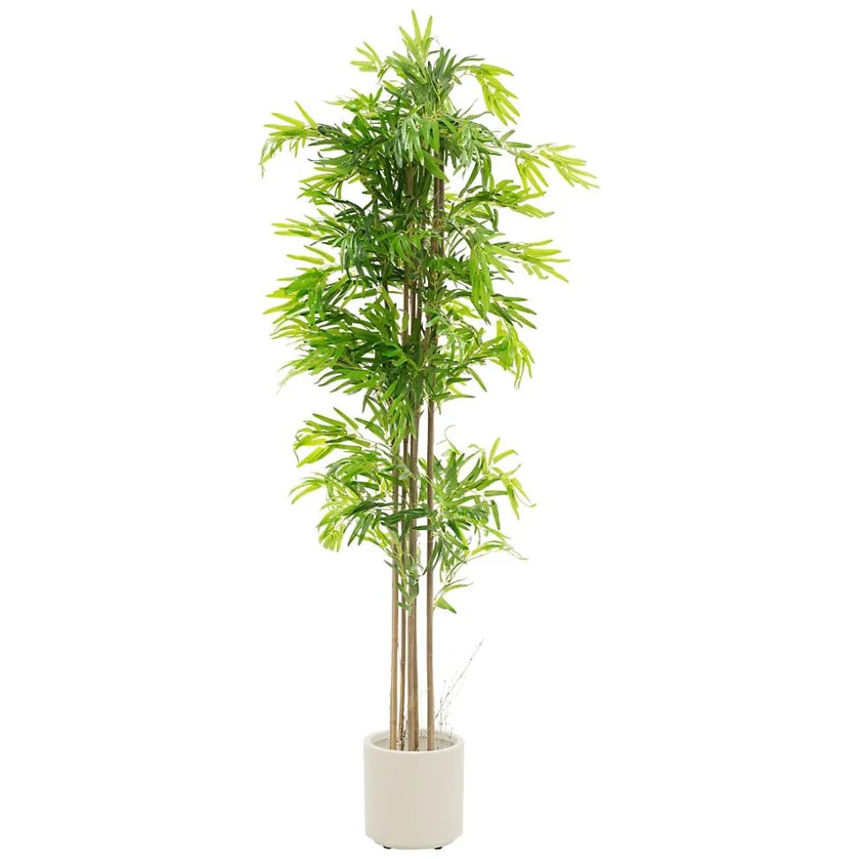 Bambou artificiel 210 cm, Plante artificielle grande avec tige en bois véritable