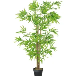 Bambou Artificiel Hauteur 1,5 m 644 Feuilles denses réalistes Pot Inclus Noir avec Lichen Vert