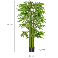 Bambou artificiel XL 1,60H m 975 feuilles denses réalistes pot inclus noir vert