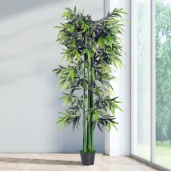 Bambou artificiel XXL 1,80H m 1105 feuilles denses réalistes pot inclus noir vert