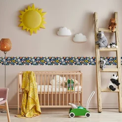 Bande Décorative auto-adhésif FLEURS Colorées Plantes Pour Chambre 10cm x 300cm