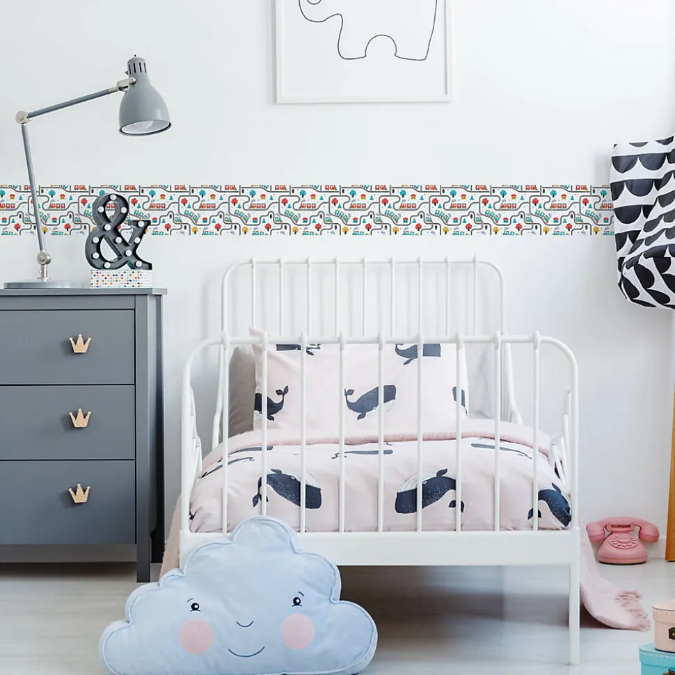 Bande Décorative auto-adhésif Pour Chambre Enfants TRAINS Arbres 10cm x 300cm