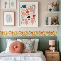 Bande Décorative auto-adhésif Fleurs Pour la Cuisine FRUIT Colorés Fleurs 10cm x 300cm