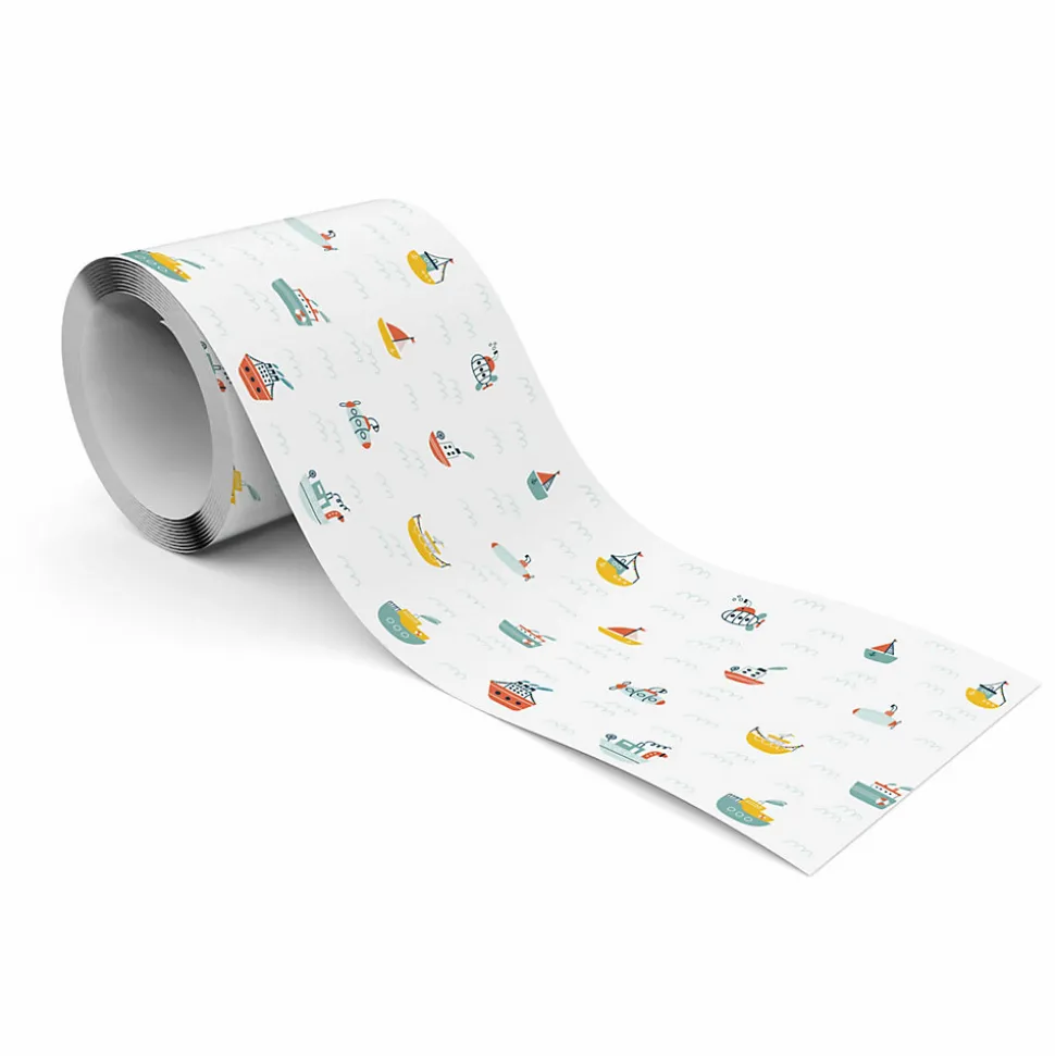 Bande Décorative auto-adhésif Pour Chambre Enfants NAVIRES Colorés Bateaux 10cm x 300cm