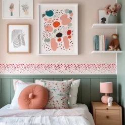 Bande Décorative auto-adhésif MOTIF Cœurs Moderne Pour Chambre 10cm x 300cm