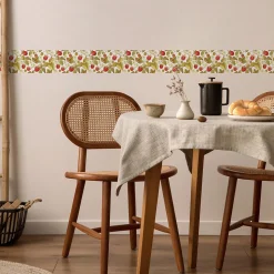 Bande Décorative auto-adhésif FRAISES Fleurs Feuilles Pour Chambre 10cm x 300cm