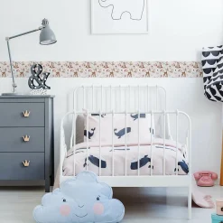 Bande Décorative auto-adhésif Pour Chambre Enfants FLEURS Chevreuil 10cm x 300cm
