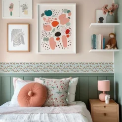 Bande Décorative auto-adhésif ARC-EN-CIEL Marguerites Pour Chambre Enfants 10cm x 300cm