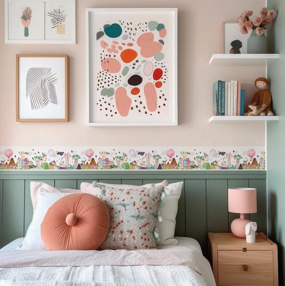 Bande Décorative auto-adhésif ENFANTS Ville Colorée Pour Chambre Enfants 10cm x 300cm