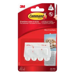 Bandes et mini crochets blancs Command 17066 3 crochets + 4 bandes