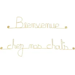 Bienvenue chez nos chats - Sculpture fil de fer 50-60 cm - Bijoux de mur