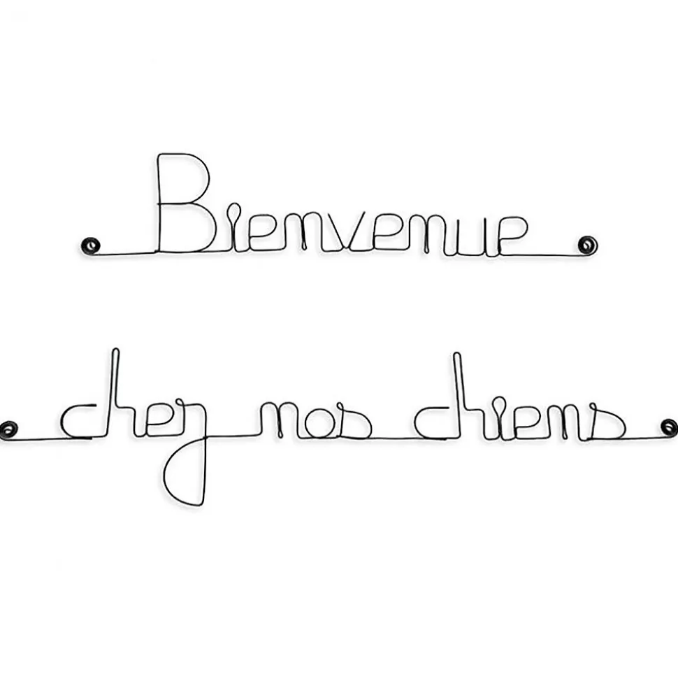 Bienvenue chez nos chiens - Sculpture fil de fer 50-60 cm - Bijoux de mur