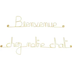 Bienvenue chez notre chat - Sculpture fil de fer 50-60 cm - Bijoux de mur