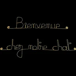 Bienvenue chez notre chat - Sculpture fil de fer 50-60 cm - Bijoux de mur