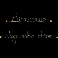 Bienvenue chez notre chien - Sculpture fil de fer 50-60 cm - Bijoux de mur