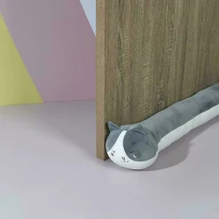 Boudin de porte en polyester chat collection KAWAII gris et blanc