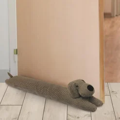 Boudin de porte WOOF petit chien marron motif petits carreaux