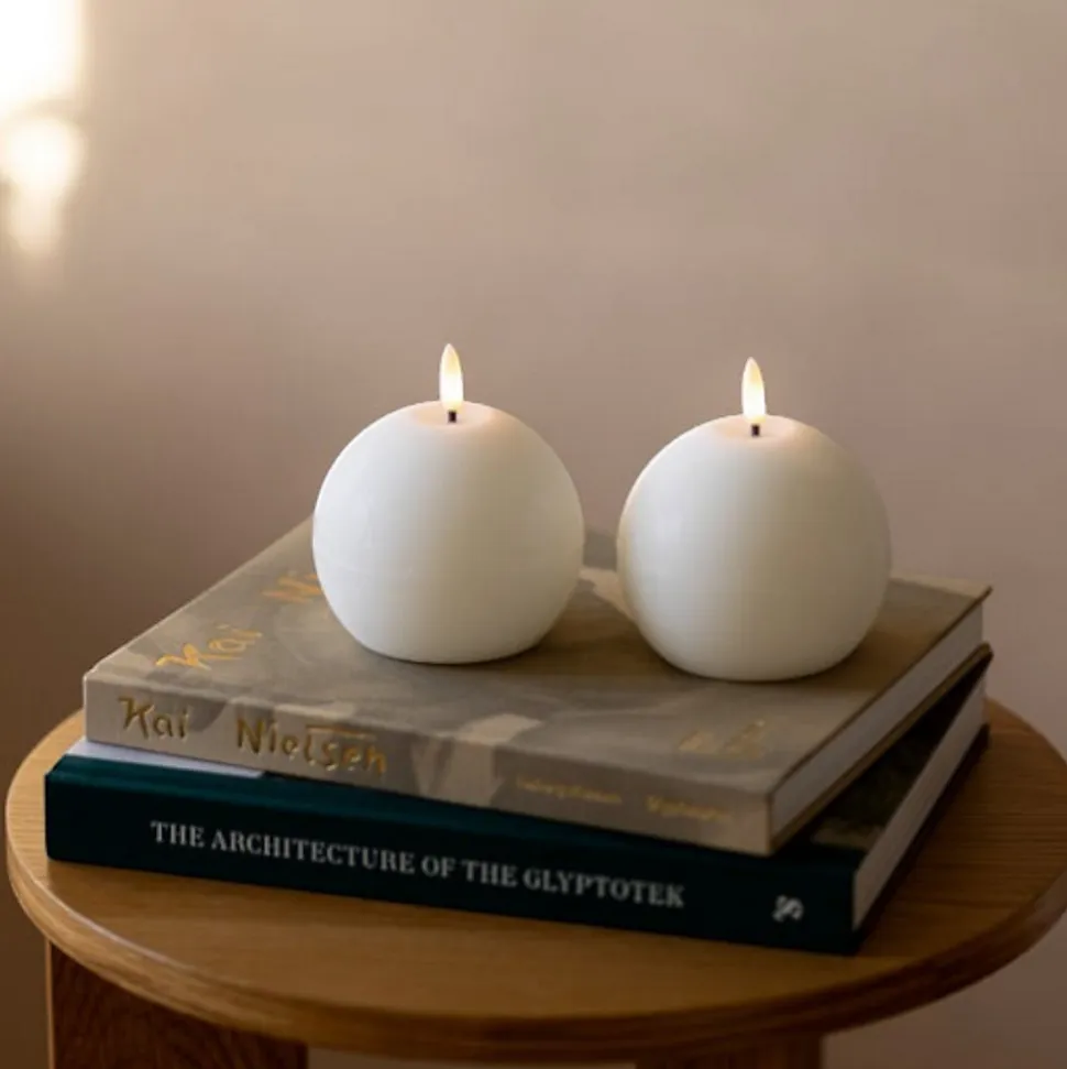Bougie boule LED Luna 9 cm. Lot de 2