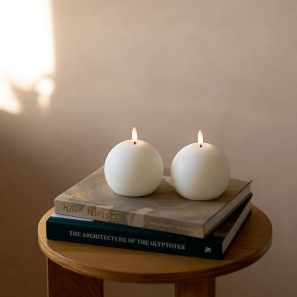 Bougie boule LED Luna 9 cm. Lot de 2