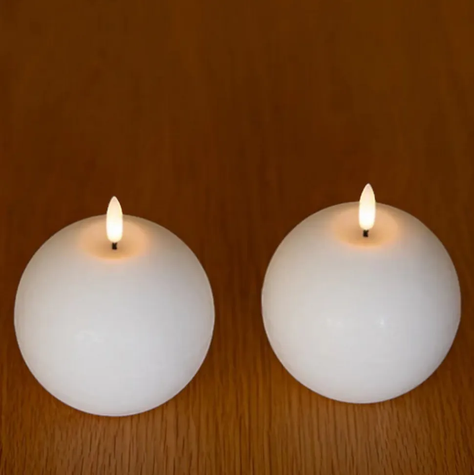 Bougie boule LED Luna 9 cm. Lot de 2