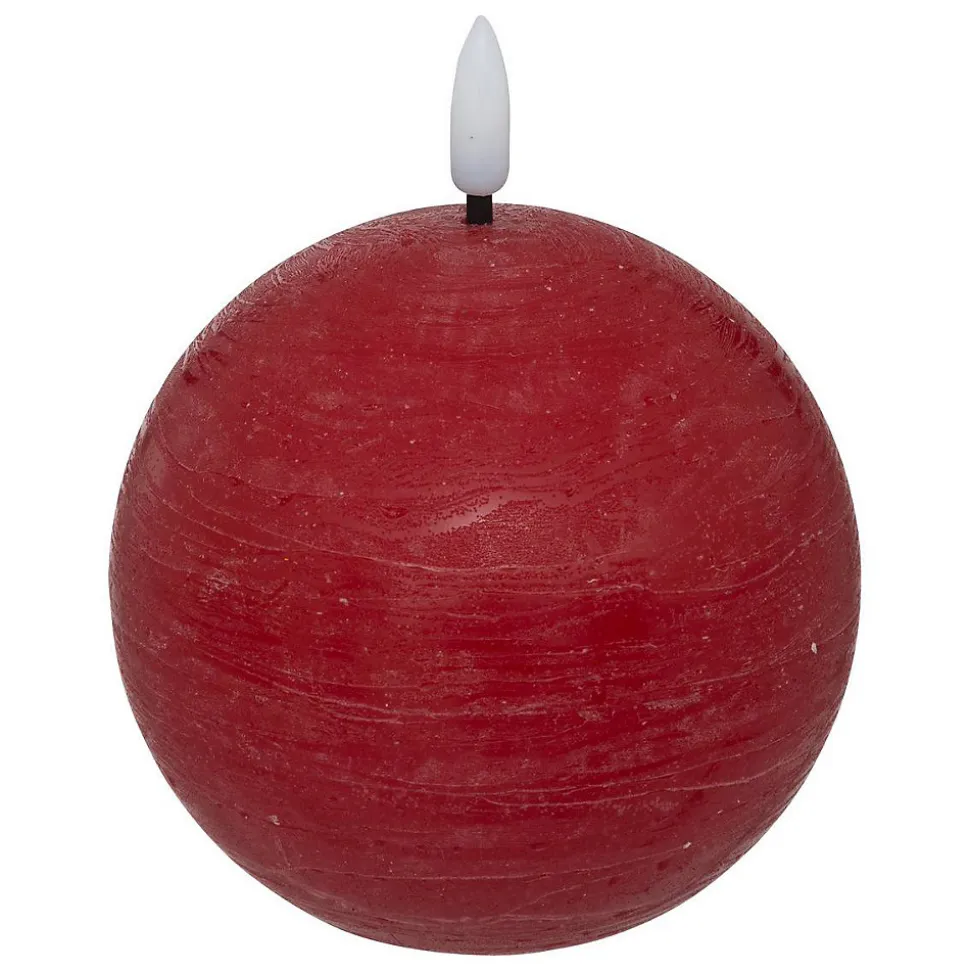 Bougie boule LED Molia D.10cm rouge - Atmosphera
