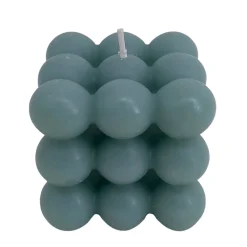 Bougie carrée à boules coloris verte l.5,5 x H.5,5 cm Ormani