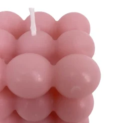 Bougie carrée à boules coloris rose l.5,5 x H.5,5 cm Ormani