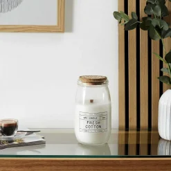Bougie parfumée avec mèche en bois senteur fleur de coton 12 cm