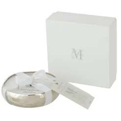 Bougie parfumée dans pot argenté 12x12x3.5 cm