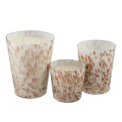 Bougie parfumée dans pot en verre blanc - doré 16x16x19 cm