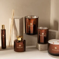 Bougie parfumée 40H dans pot en verre marron 13x13x8 cm