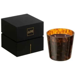 Bougie parfumée 50H dans pot en verre marron 12x12x11.5 cm