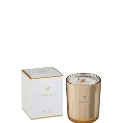 Bougie parfumée 80H dans pot en verre doré 11x11x14.5 cm