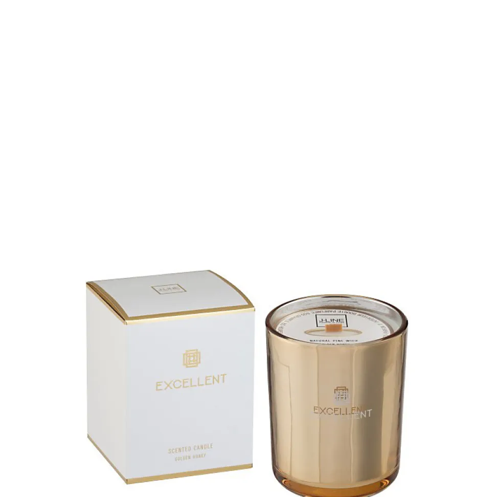 Bougie parfumée 80H dans pot en verre doré 11x11x14.5 cm