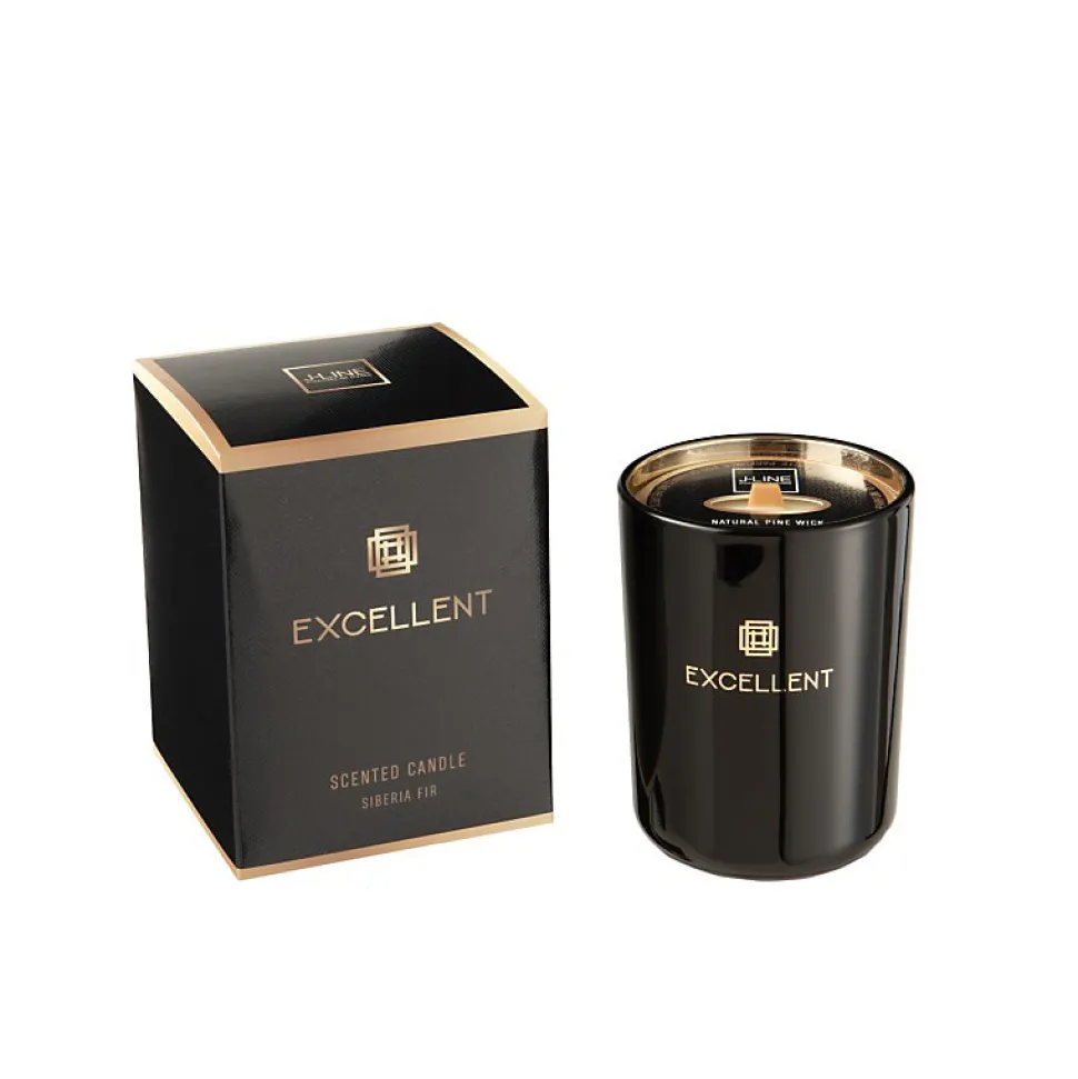 Bougie parfumée 50H en verre noir 8x8x11 cm